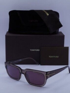 Tom Ford FT1075 45U Ezra Rectangle Sunglasses -Shiny Light Brown/Bordeaux Mirror